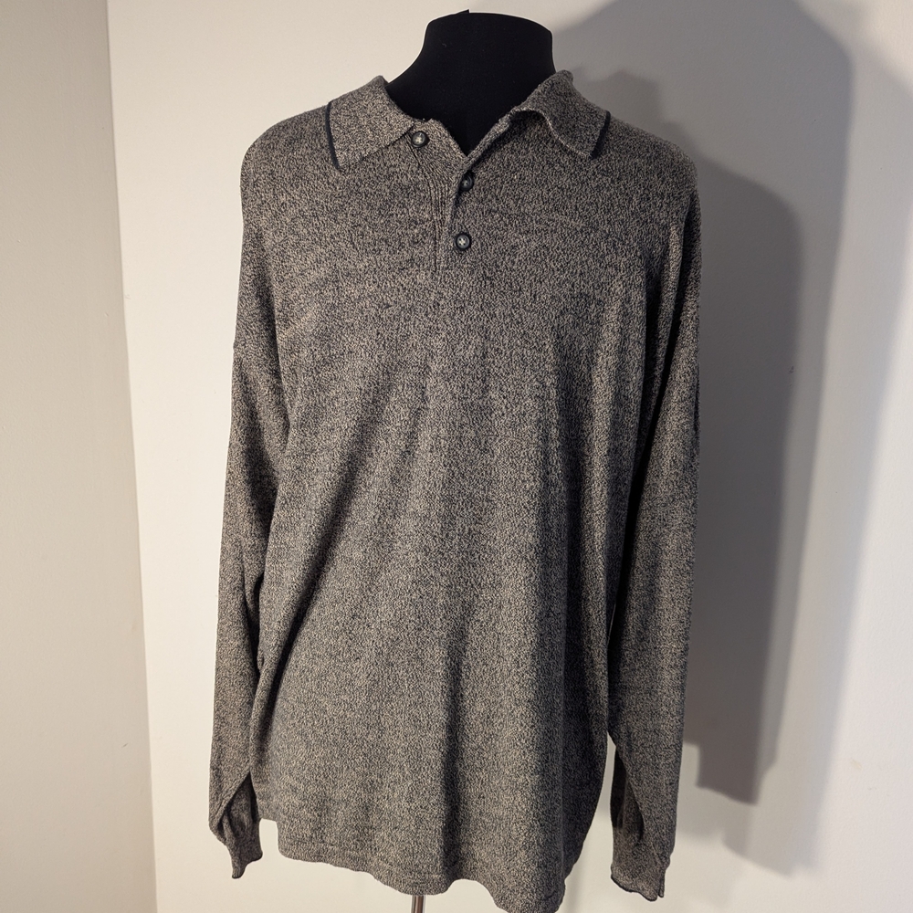 Men's XL Vintage Cotton Ramie Blend Polo Sweater